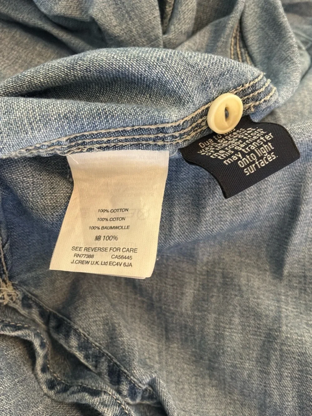 J. Crew Light Blue Denim Button-Up Shirt Size 4 Chambray Western Preppy